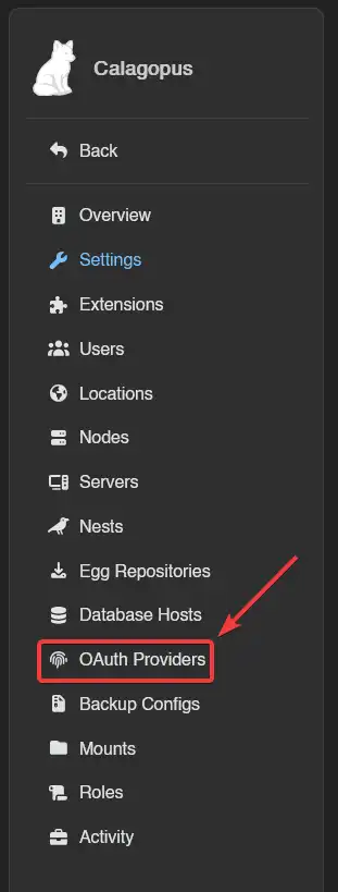 OAuth Providers tab