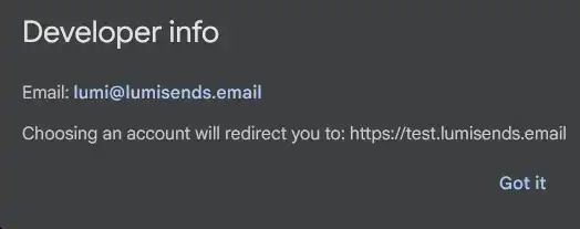 Developer info